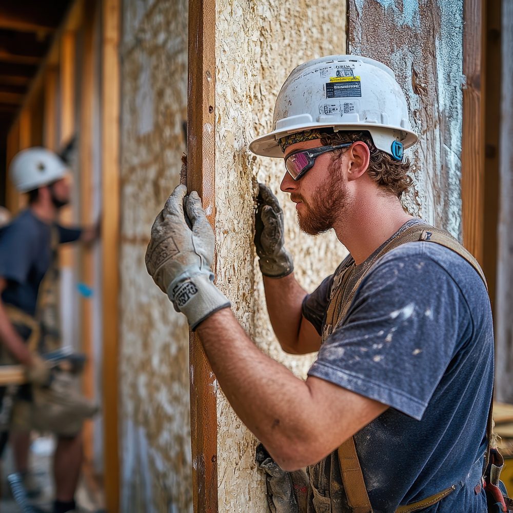 Mur intérieur en pierre apparente en cours d’isolation pour limiter l’humidité sans l’enfermer.